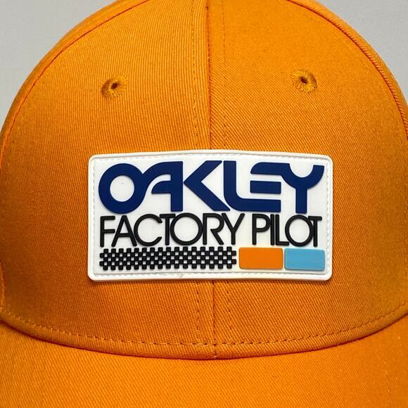 Oakley Factory Pilot Orange Hat Baseball Cap Rubber Patch TINCAN Size 7 M/L 22" - Picture 3 of 8